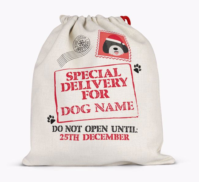 Special Delivery for {dogsName}: Personalized {breedFullName} Santa Sack